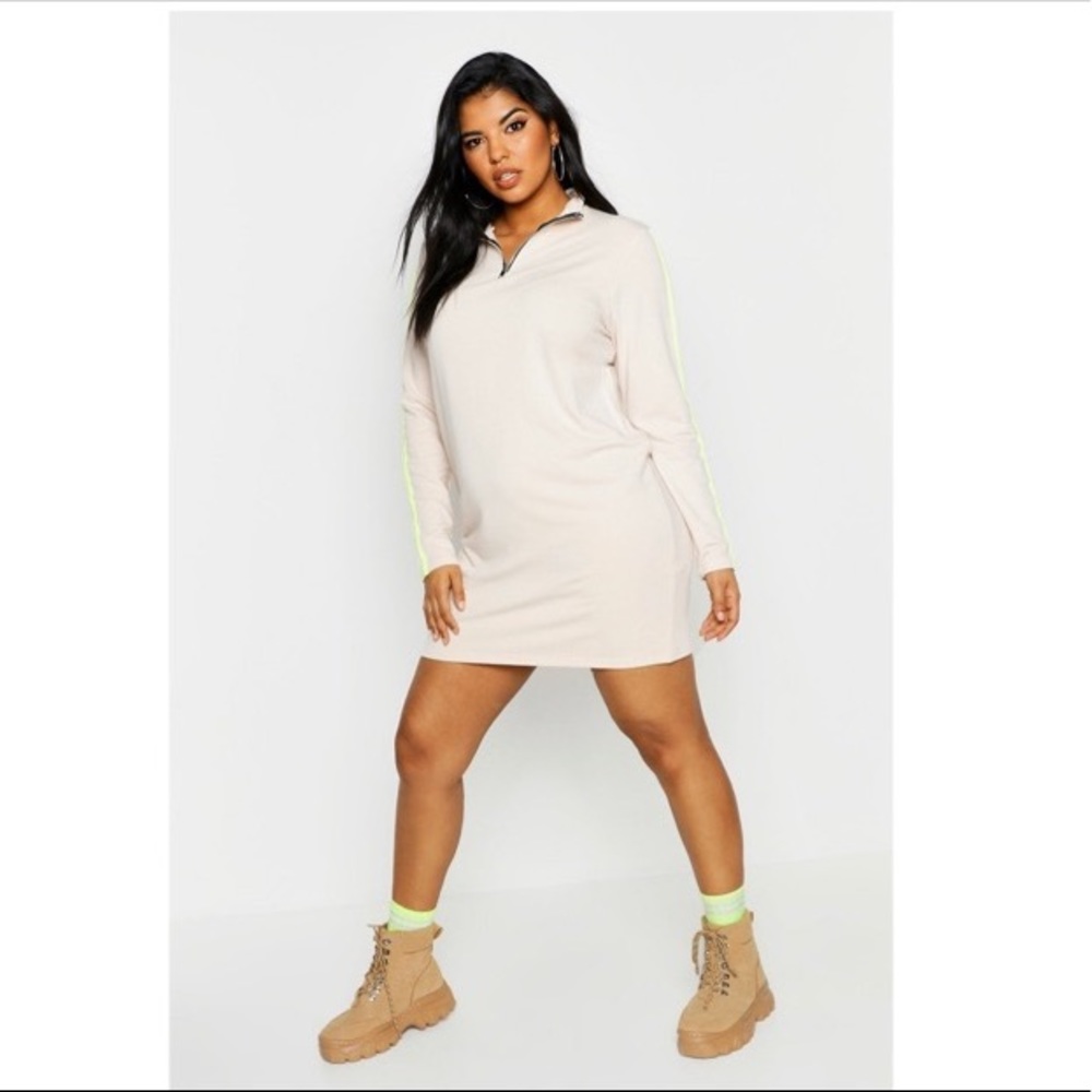Plus Size Neon Stripe Sweatshirt Dress
